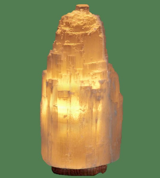 Selenite Lamp Jumbo Orange (White crystal with orange bulb) 17"